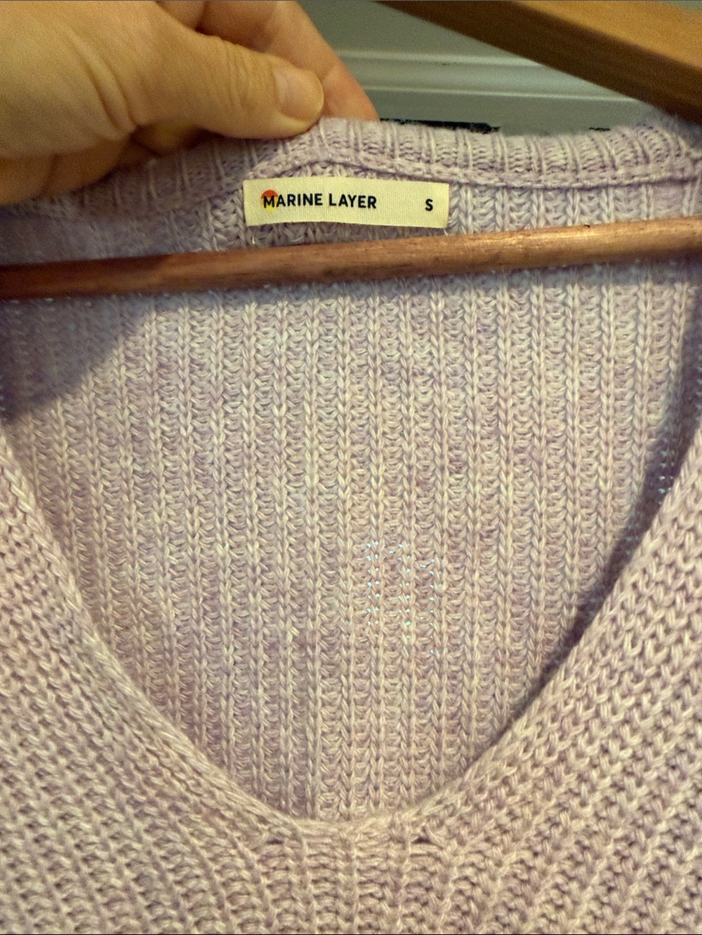 Marine Layer Lavender Ribbed V-Neck Sweater Top